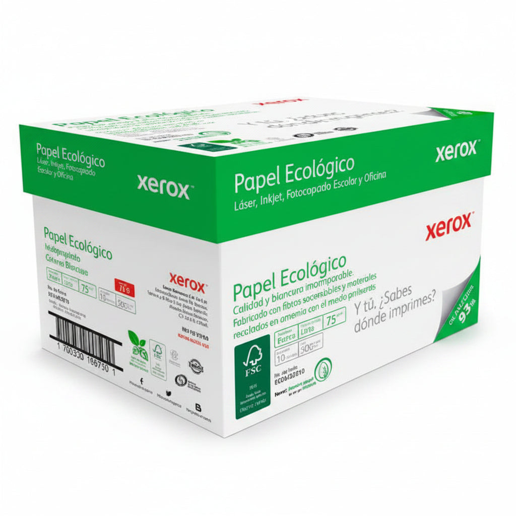 Caja de Hojas Papel Bond Xerox Carta Ecológico 75g con 5000 Hojas