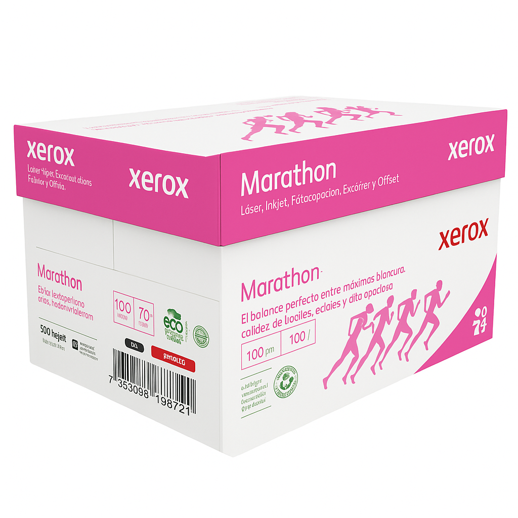 Papel Bond Xerox Marathon 70g Carta | Blancura 99% | Caja 5000 Hojas