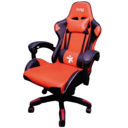 Silla Stylos Gamer Brazo Ajustable Color Negro-Rojo