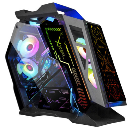 Gabinete Gamer Micro Tower Xzeal IR02 M-ATX Panel Izq. Vidrio Panel Der. Vidrio Metal 1xUSB1.0 1xUSD3.0 3.5 mm 4 ARGB Fans 1 HUB Negro con RGB
