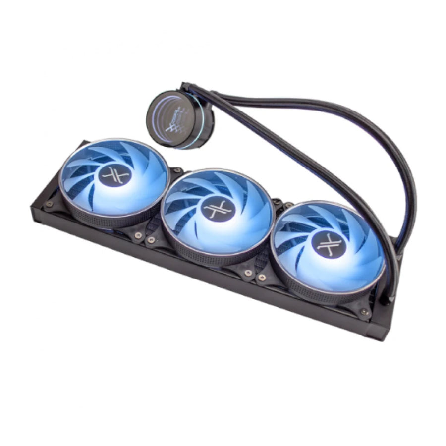 Enfriamiento Liquido Xzeal 360mm Redondo XZ-411 CPU 3Fanx120mm ARGB 3 pines+PWM 4 pines+Seguro INTEL/AMD Negro