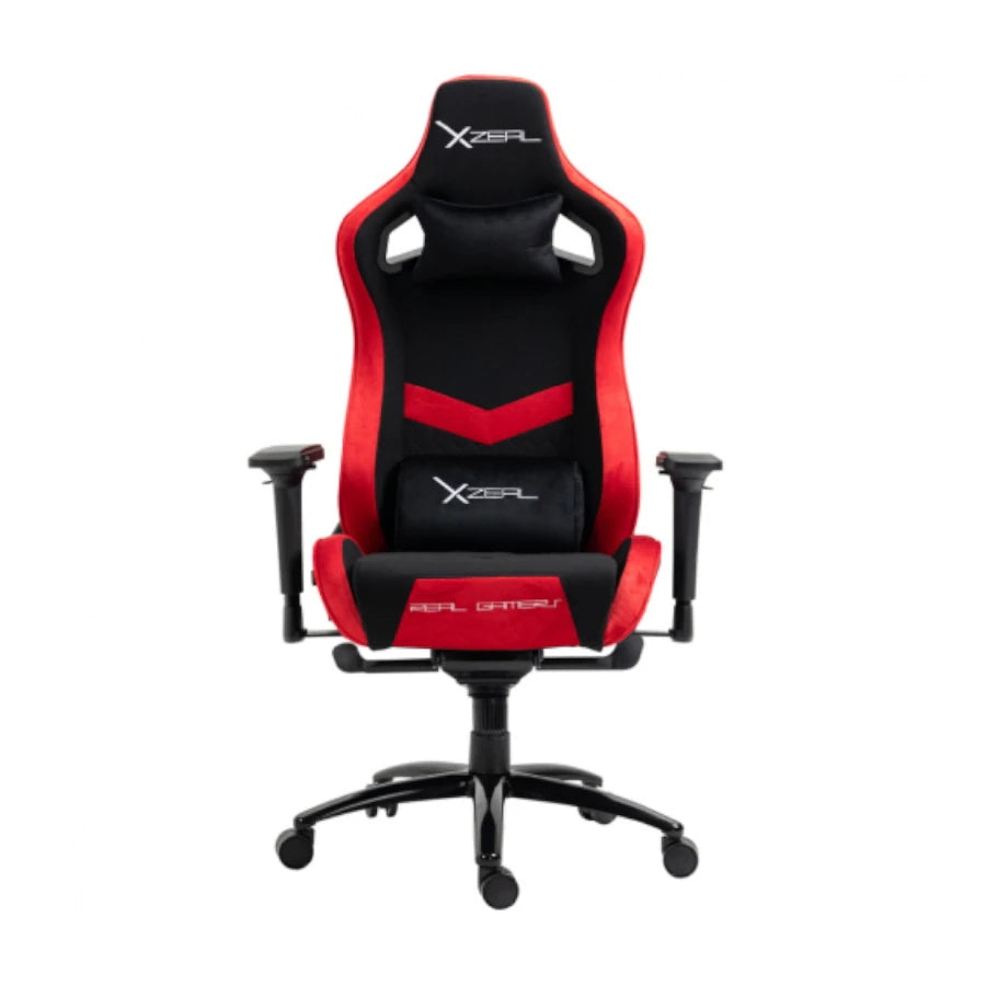 Silla Gamer Xzeal XZ50 Tela Foam alta densidad Mecanismo Rana Reclinable 180 grados Base de Metal Piston clase 4 150 Kg Brazos 4D Roja