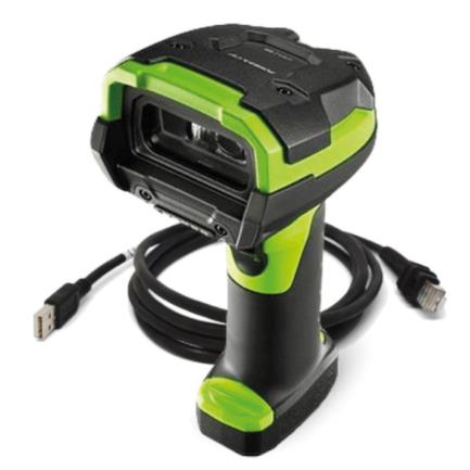 Escaner Industrial Zebra Alambrico DS3608-SR 1D/2D (Lectura Estandar de hasta 1.5m) Rugged con Motor Vibrador incluye USB (CBA-U46-S07ZAR)