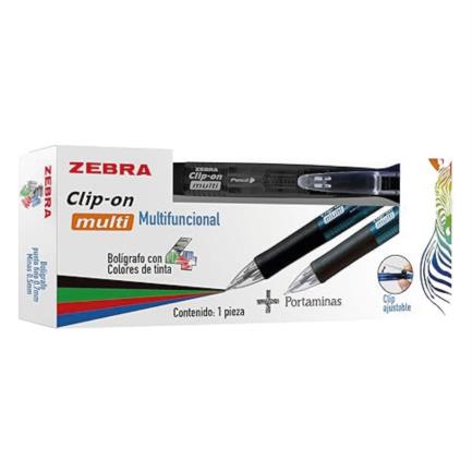 Boligrafo 4 colores + lapicero clip-on multifuncional negro