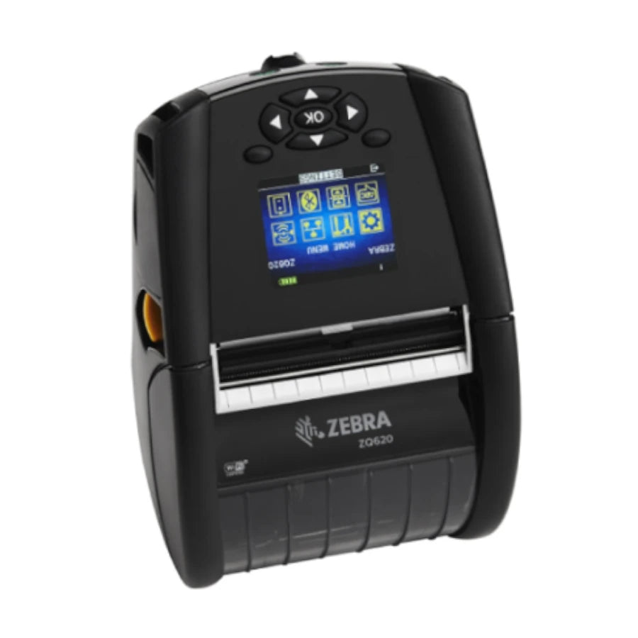 Impresora Zebra ZQ620 Plus ancho de impresion hasta 3 pulgadas English fonts BT 4.x Linered platen 0.75 pulgadas en nuecleo Group L Belt clip