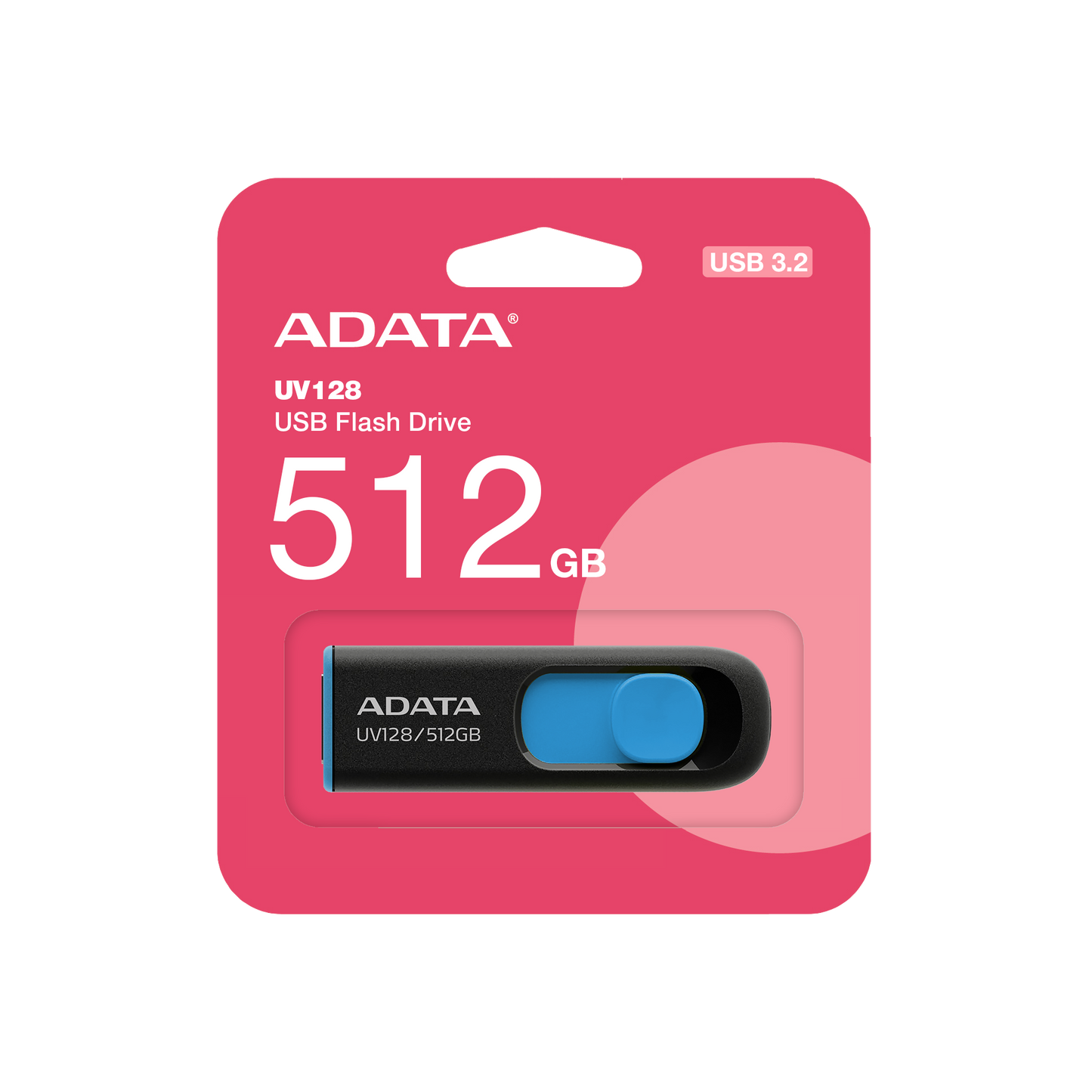 Memoria Adata USB 512GB UV128 3.2 Negro con Azul