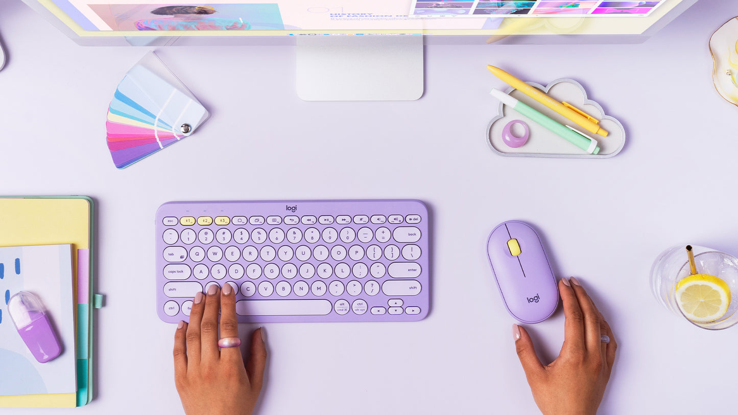 Teclado Logitech K380 Multi-Device Inalámbrico Bluetooth Color Lavender Limonade