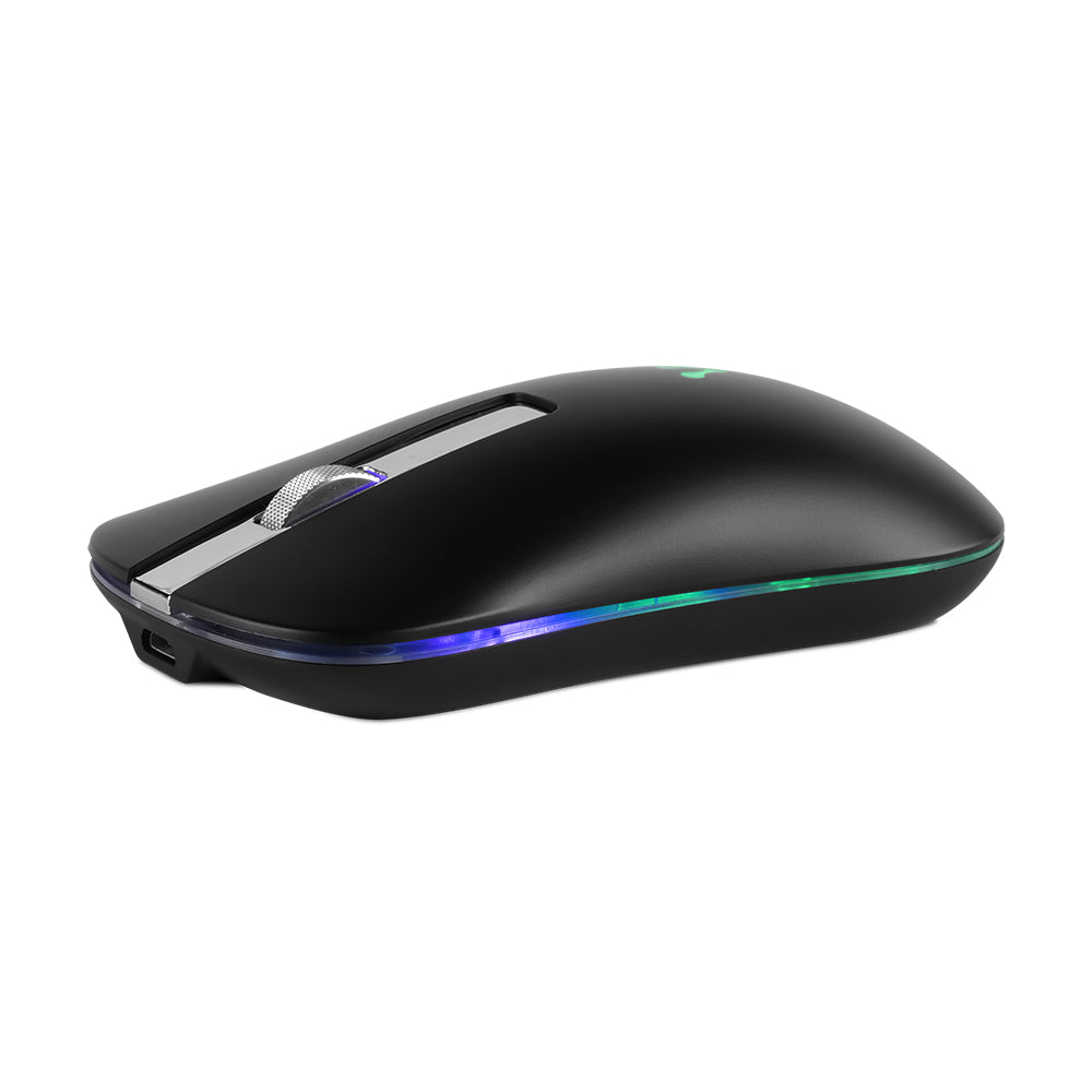 Mouse Vorago MO-305 Slim LED RGB Inalámbrico Recargable 800/1200/1600 dpi Color Negro