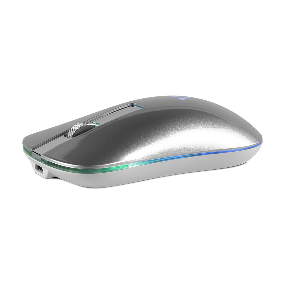 Mouse Vorago MO-305 Slim LED RGB Inalámbrico Recargable 800/1200/1600 dpi Color Plata