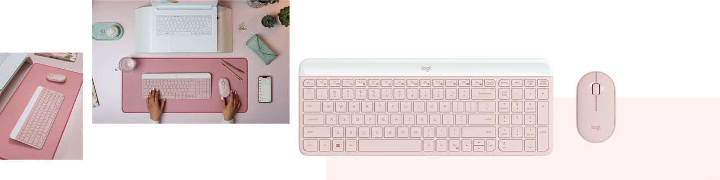 Teclado y mouse inalambrico MK470 Logitech color rosa