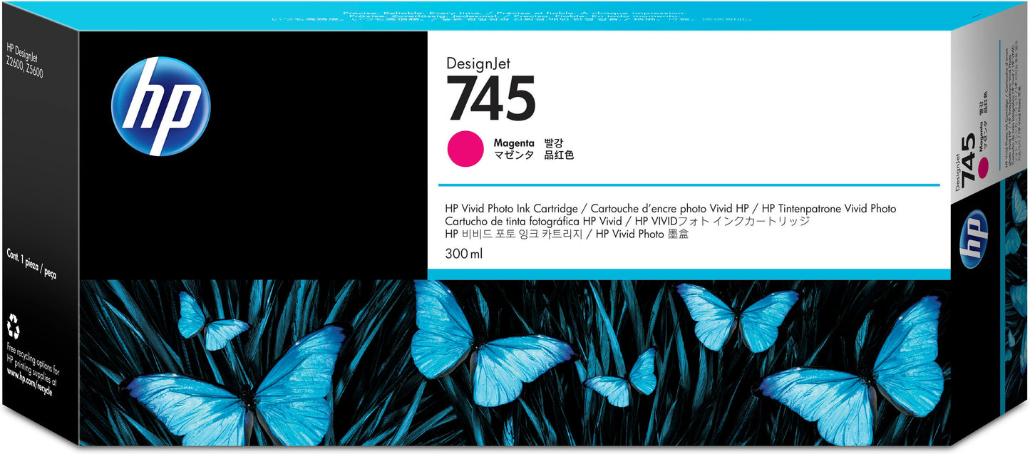 Tinta hp lf 745 designjet magenta 300ml