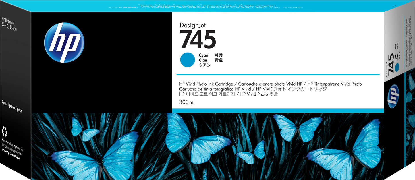 Tinta hp lf 745 designjet cian 300ml