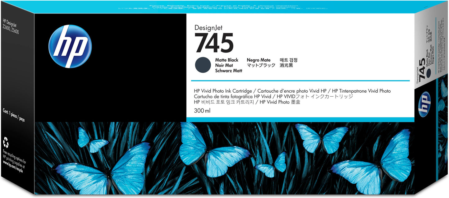 Tinta hp lf 745 designjet negro mate 300ml