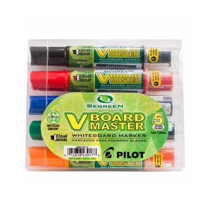 Marcador pilot p/pizarron blanco con 5 piezas surt.