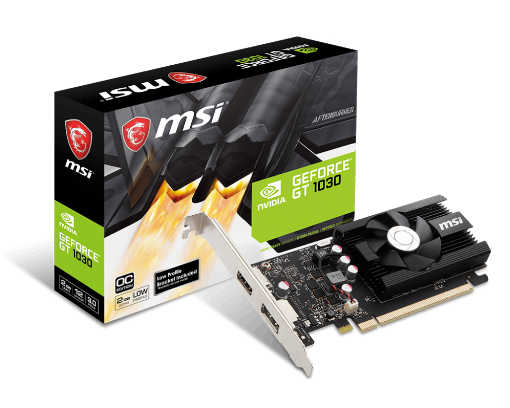 Tarjeta Gráfica MSI NVIDIA GeForce GT1030 2GB OC DDR4 PCIe HDMI/DP Bajo Perfil