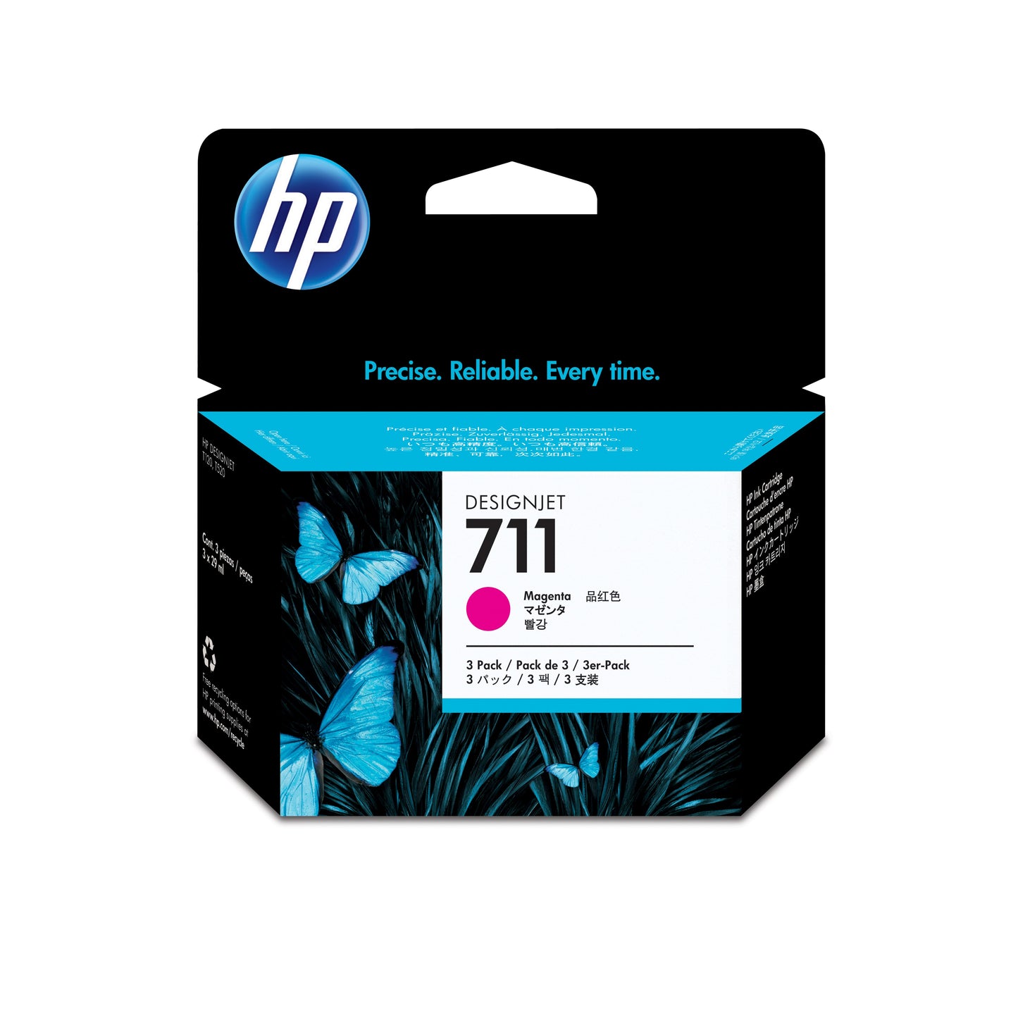 Tinta hp lf 711 magenta 3pack designjet