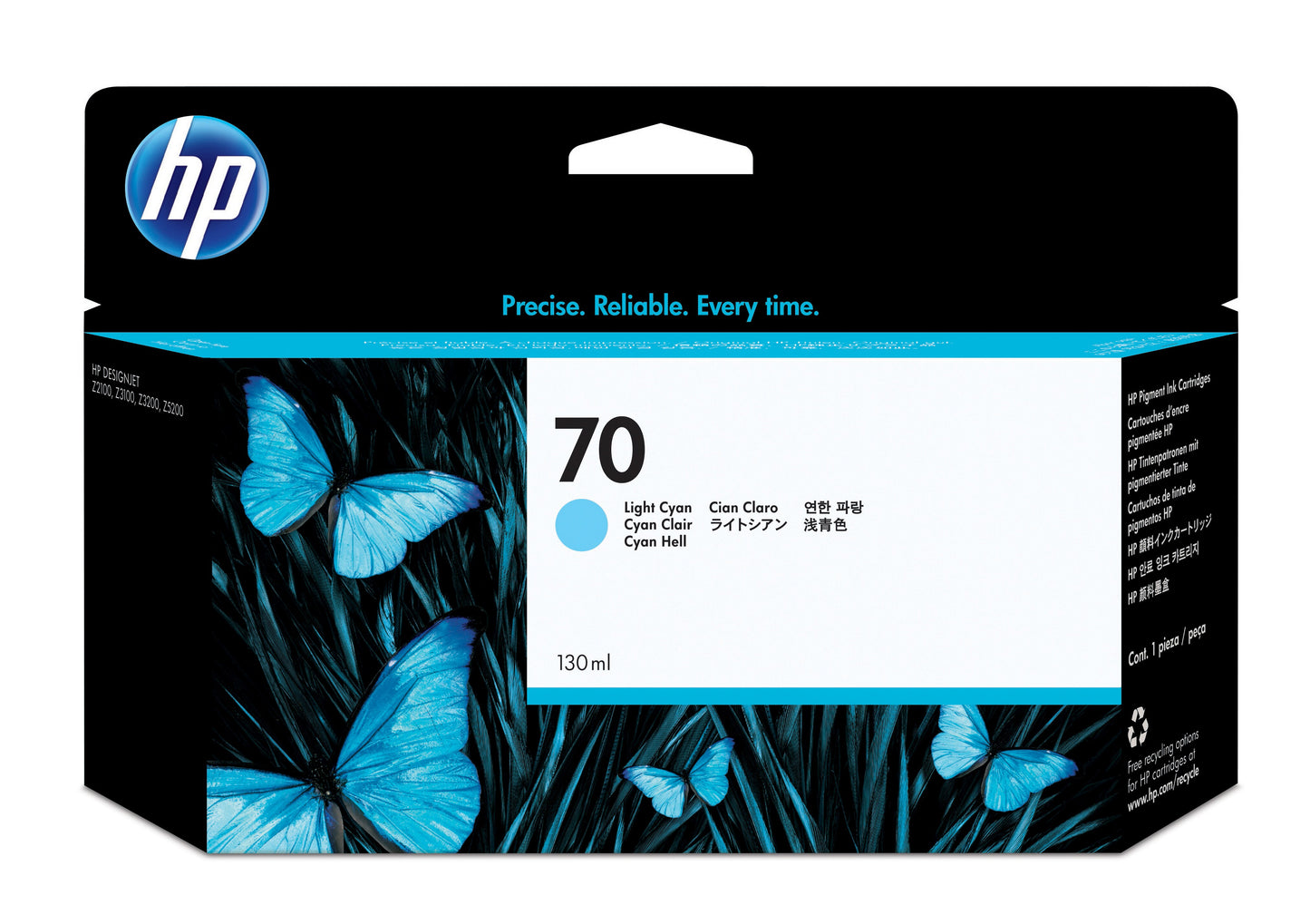 Tinta hp lf 70 cyan claro designjet z2100 z3100 130ml