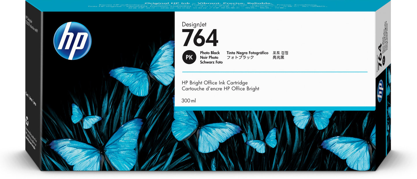 Tinta hp lf 764 designjet negro fotografico 300ml