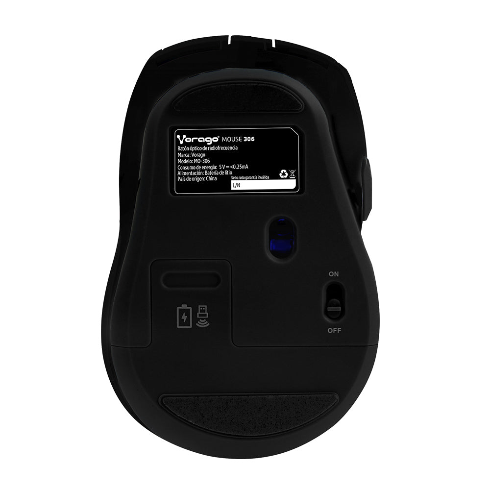 Mouse Vorago MO-306 Inalámbrico Iluminado 2400 dpi Recargable Color Negro