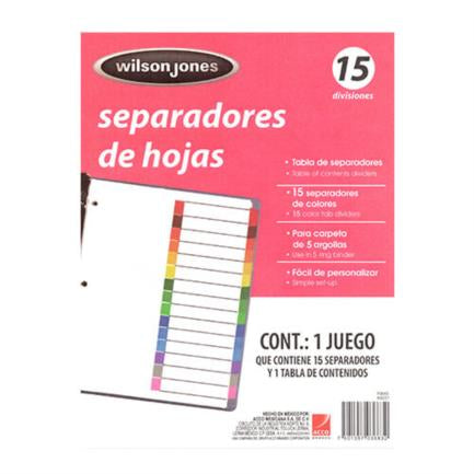 Separador Acco Tab 15 Div Sin Numeracion