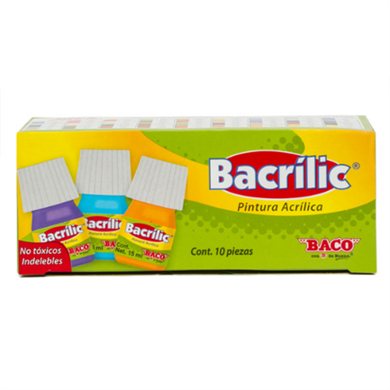 Pintura baco acrílica amarillo limón 15ml c/10