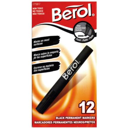 Marcador berol permanente negro c/12