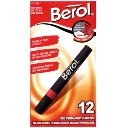 Marcador berol permanente rojo c/12
