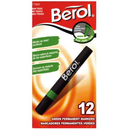 Marcador berol permanente verde c/12
