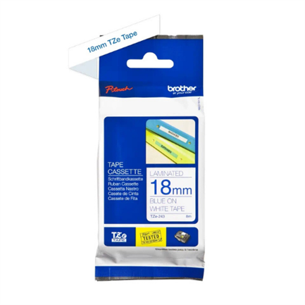 Cinta Brother Tz-243 Azul/Blanco 18mm Pt300/310b/330/530