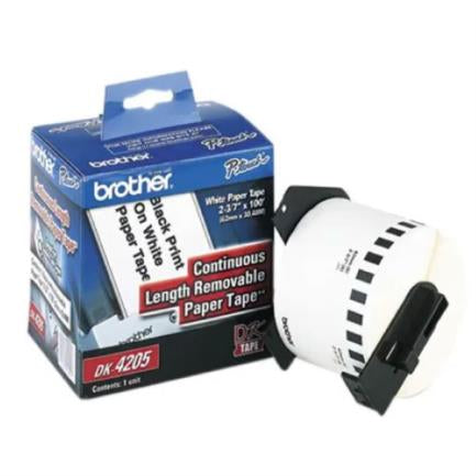 Cinta Etiquetadora Brother DK4205 Continua Removible Blanca 62mmx30.4m