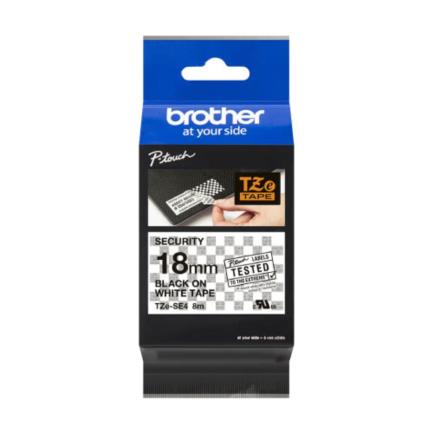 Cinta Laminada Brother TZESE4 Texto Negro Sobre Fondo Blanco 18mm