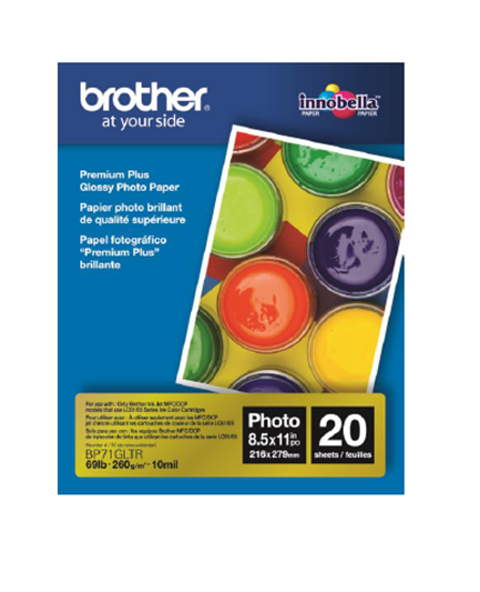 Papel brother fotografico carta 8.5" x 11" 20 hojas