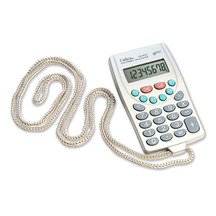 Calculadora celica mano cordon 8 digitos bateria