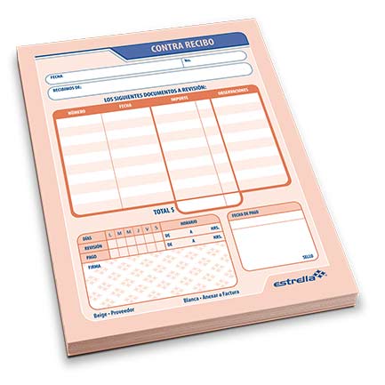 Contra recibo estrella duplicado 50 hjs