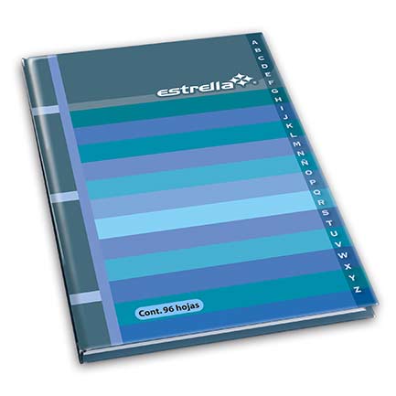 Libreta estrella 1/4 francesa raya c/indice 192 hjs