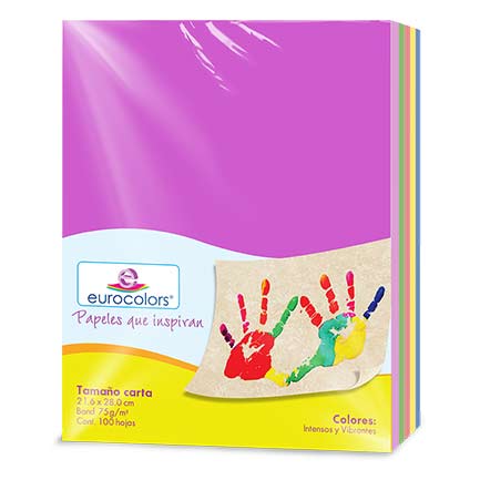 Papel cortado eurocolors carta arcoiris intenso c/100