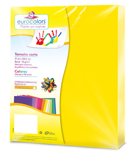 Papel cortado eurocolors carta amarillo neon c/100