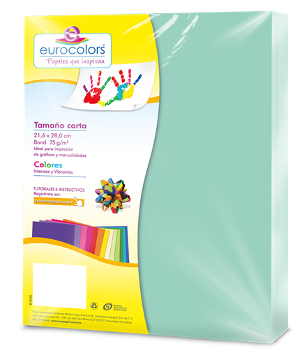 Papel cortado eurocolors carta azul pastel c/100