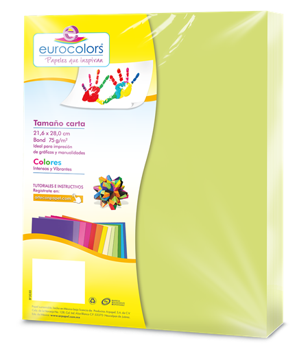 Papel cortado eurocolors carta verde pastel c/100