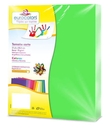 Papel cortado eurocolors carta verde neon c/100