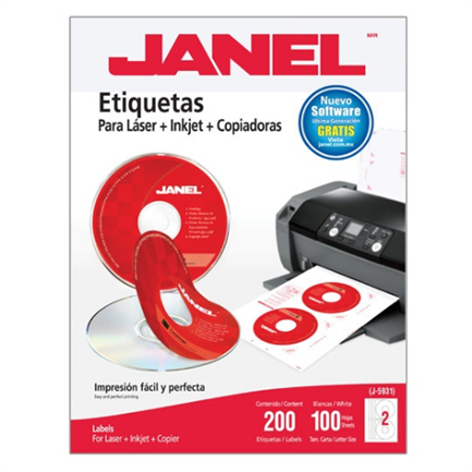 Etiqueta blanca janel para cd/dvd 117mm 25hjs 50 etiq