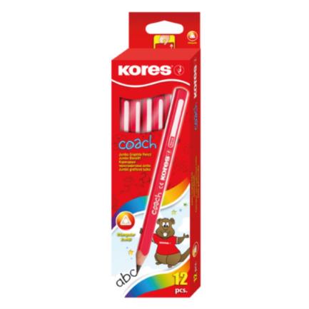 Lapiz grafito kores jumbo coach triangular 2hb rojo c/12