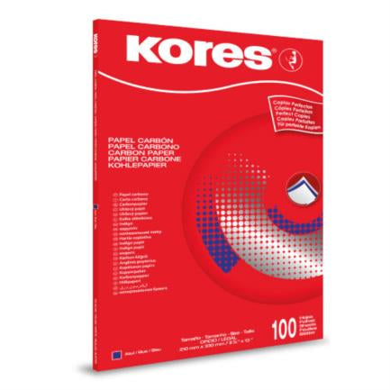 Papel carbon kores kopynet oficio azul p/lapiz c/100