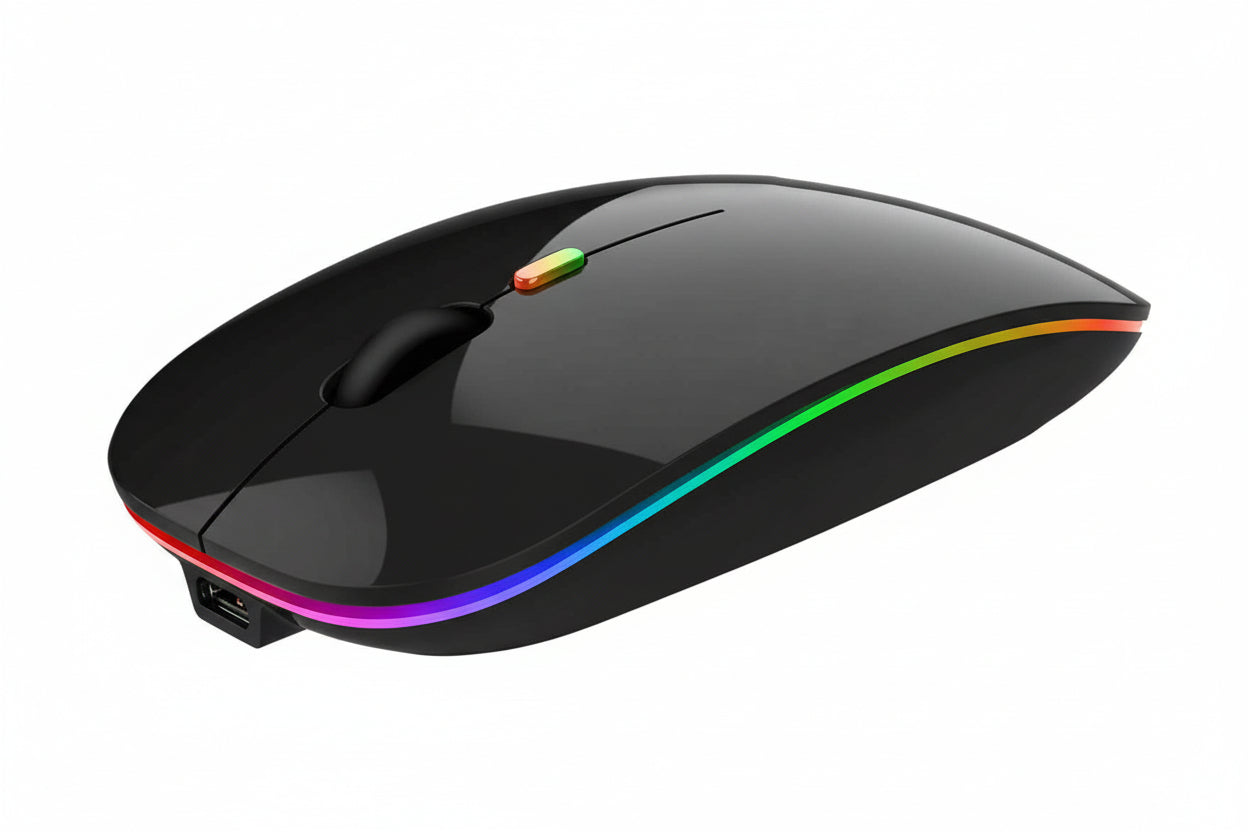 Mouse Nextep Inalámbrico Recargable Delgado/Silencioso RGB 1600 dpi Color Negro