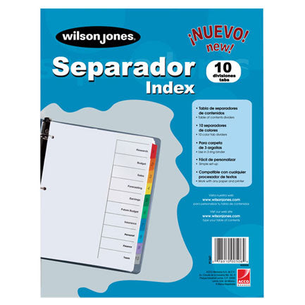 Separador Wilson Jones 10 Divisiones Economico
