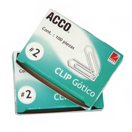 Clip Acco Gotico Tamano No.2 Pqte C/100 Clips