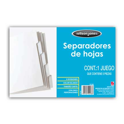 Separador Acco 5 Divisiones Papel Blanco