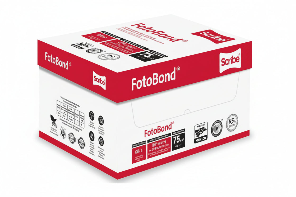 Papel Cortado Scribe Fotobond Oficio 95% de Blancura 75gr Caja C/5000 Hojas