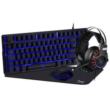 Kit Gamer Stylos Xzeal Starter Teclado/Mouse/Audífonos/Mouse Pad Color Negro
