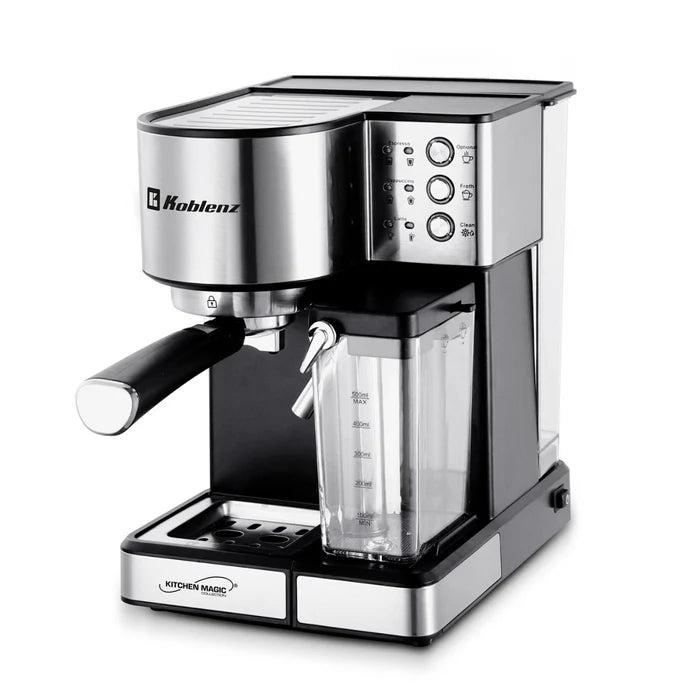 Cafetera Koblenz CKM-1350 en Color Negro con Acero Inoxidable Prepara Cafe Espresso Capiccino y Late 1350 Watts